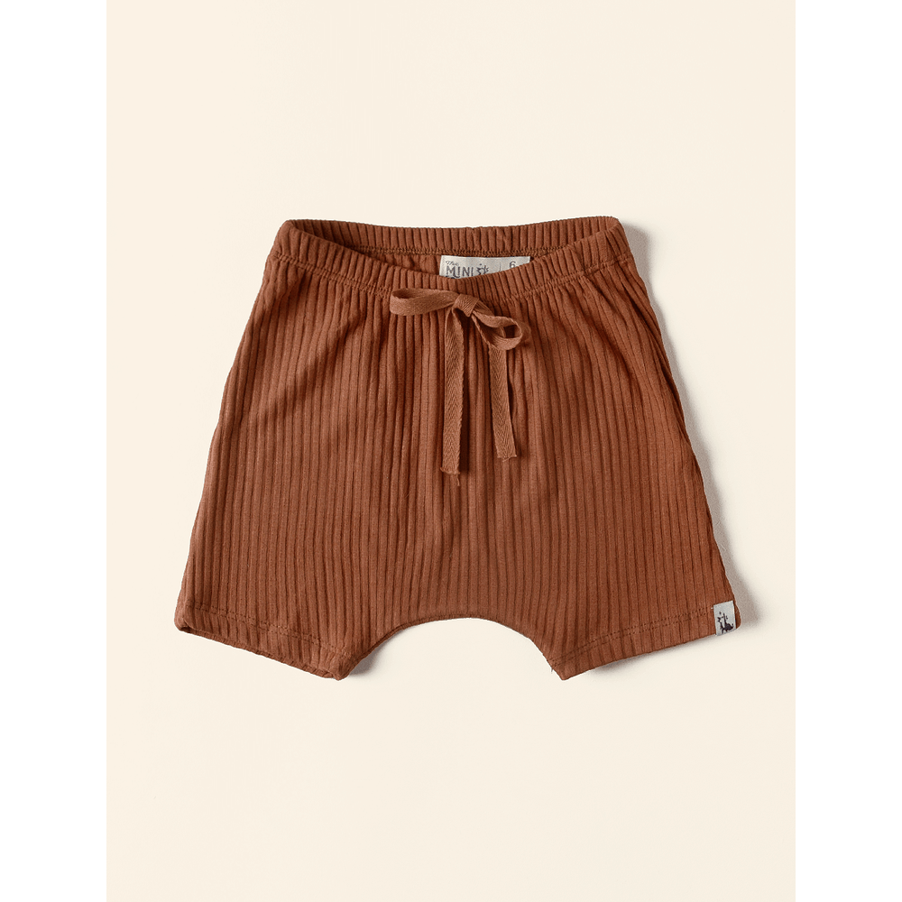 SHORT MALHA CANELADA CARAMELO - theminiforest