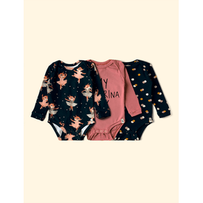 Kit-The-Mini-Forest-composto-por-tres-bodies-de-mangas-curtinhas-sendo-dois-deles-estampados-e-um-liso.-