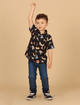 Camisa-Infantil-The-Mini-Forest-Dia-de-Circo-Preto-com-estampa-fofa-de-varis-bichinhos-fantasiados-para-o-espetaculo-do-circo.