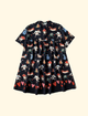 Vestido-Camisa-Infantil-Dia-de-Circo-The-Mini-Forest-Dia-de-Circo-Preto-com-estampa-fofa-de-varis-bichinhos-fantasiados-para-o-espetaculo-do-circo.