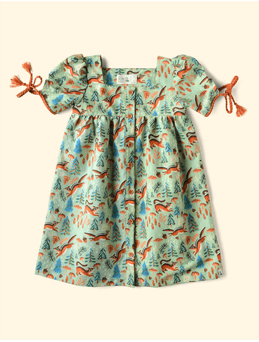 Vestido-Infantil-Manga-Princesa-The-Mini-Forest-Forest-Verde