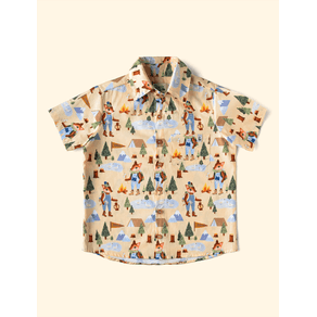 Camisa-Infantil-The-Mini-Forest-Acampando-Areia-com-estampa-do-acampamento-mais-aventureiro-do-bosque-encantado.
