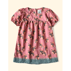 Vestido-Infantil-The-Mini-Forest-Manga-Bufante--Squirrel-Rosa-Velho-com-estampa-do-esquilo-mais-fofo-da-floresta.