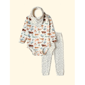 Kit-de-Bebe-Body-Calca-e-Babador-The-Mini-Forest-Fauna-Feliz-Baunilha-a-colecao-perfeita-para-os-primeiros-meses-dos-bebes.