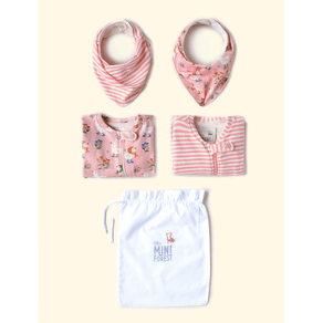 Kit-2-Macacoes-e-Babadores-de-Bebe-The-Mini-Forest-Quaqua-Rosa-a-colecao-perfeita-para-os-primeiros-meses-dos-bebes.