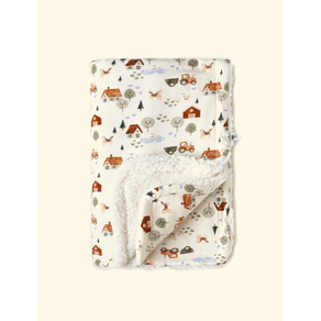 Manta-de-Bebe-Inverno-The-Mini-Forest-Fazendinha-Baunilha-com-estampa-de-fazendinha-e-tratorzinho.