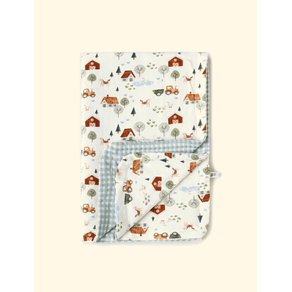 Manta-de-Bebe-Verao-The-Mini-Forest-Fazendinha-Baunilha-com-estampa-de-fazendinha-e-tratorzinho. Manta-de-Bebe-Verao-The-Mini-Forest-Fazendinha-Baunilha-com-estampa-de-fazendinha-e-tratorzinho.