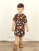 Macaquinho-Infantil-Botoes-The-Mini-Forest-Mascaras-da-Fauna-Preto-o-macacao-estampado-perfeito-para-as-criancas.