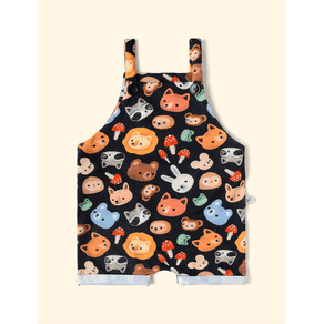 Jardineira-Infantil-The-Mini-Forest-Mascaras-da-Fauna-Preto-a-jardineira-estampada-perfeita-para-as-criancas. Jardineira-Infantil-The-Mini-Forest-Mascaras-da-Fauna-Preto-a-jardineira-estampada-perfeita-para-as-criancas.