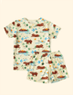 Pijama-Infantil-de-Verao-The-Mini-Forest-Amigos-a-Beira-D-agua-Baunilha-a-roupinha-de-bebe-com-estampa-de-capivaras.