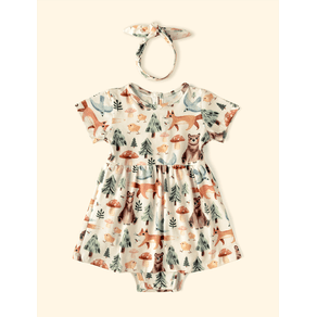 Vestido-Body-de-Bebe-The-Mini-Forest-Trilha-dos-Sonhos-Baunilha-com-estampa-de-urso-e-raposas-na-floresta. Vestido-Body-de-Bebe-The-Mini-Forest-Trilha-dos-Sonhos-Baunilha-com-estampa-de-urso-e-raposas-na-floresta.