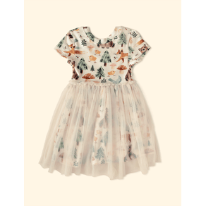Vestido-Infantil-Tule-The-Mini-Forest-Trilha-dos-Sonhos-Baunilha-com-estampa-de-urso-e-raposas-na-floresta. Vestido-Infantil-Tule-The-Mini-Forest-Trilha-dos-Sonhos-Baunilha-com-estampa-de-urso-e-raposas-na-floresta.