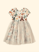 Vestido-Infantil-Tule-The-Mini-Forest-Trilha-dos-Sonhos-Baunilha-com-estampa-de-urso-e-raposas-na-floresta.