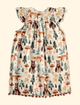 Vestido-Infantil-de-Manguinha-The-Mini-Forest-Trilha-dos-Sonhos-Baunilha-com-estampa-de-urso-e-raposas-na-floresta.