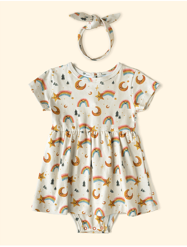 Vestido-Body-de-Bebe--The-Mini-Forest--Vale-Encantado-Baunilha-roupinha-infantil-com-estampa-de-ceu.
