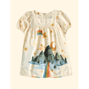 Vestido-Infantil-Manga-Bufante-The-Mini-Forest-Vale-Encantado-Baunilha-roupinha-infantil-com-estampa-de-ceu.