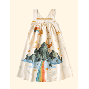 Vestido-Infantil-Trapezio-Vale-Encantado-Baunilha-roupinha-infantil-com-estampa-de-ceu. Vestido-Infantil-Trapezio-Vale-Encantado-Baunilha-roupinha-infantil-com-estampa-de-ceu.