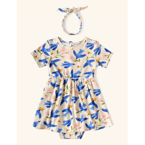 Vestido-Body-de-Bebe--The-Mini-Forest-Andorinha-Azul-Baunilha-com-estampa-infantil-de-passaros-voando. Vestido-Body-de-Bebe--The-Mini-Forest-Andorinha-Azul-Baunilha-com-estampa-infantil-de-passaros-voando.