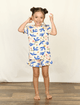 Pijama-Infantil-de-Verao-The-Mini-Forest-Andorinha-Azul-Baunilha-com-estampa-infantil-de-passaros-voando.