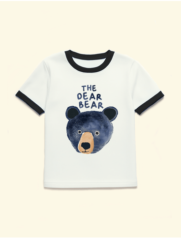 Camiseta-Infantil-The-Mini-Forest-Punho-The-Dear-Bear-Baunilha-a-t-shirt-infantil-mais-estilosa-e-confortavel.
