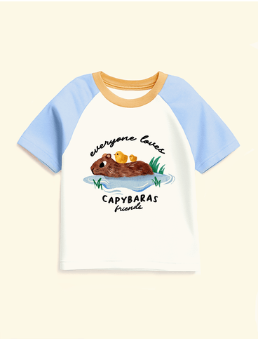 Camiseta-Infantil-Raglan-The-Mini-Forest-Amigos-a-Beira-D-Agua-Baunilha-a-t-shirt-infantil-mais-estilosa-e-confortavel.
